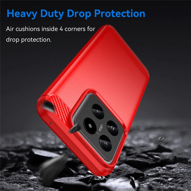 Funda de teléfono de fibra de carbono antiarañazos para Xiaomi 14 - Rojo
