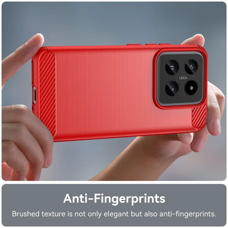 Funda de teléfono de fibra de carbono antiarañazos para Xiaomi 14 - Rojo
