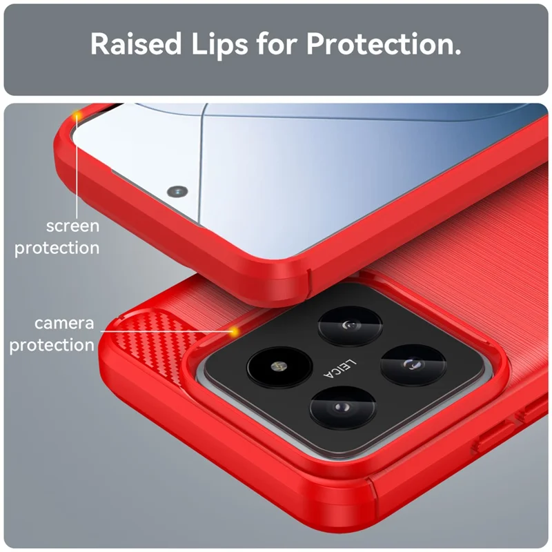 Funda de teléfono de fibra de carbono antiarañazos para Xiaomi 14 - Rojo