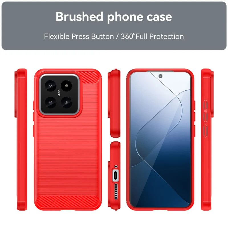 Funda de teléfono de fibra de carbono antiarañazos para Xiaomi 14 - Rojo