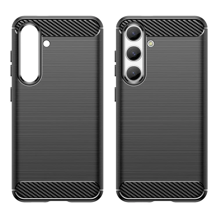 For Samsung Galaxy S25 / S24 Case Phone Cover TPU Carbon Fiber Texture Slim-Fit Cell Phone Shell - Black