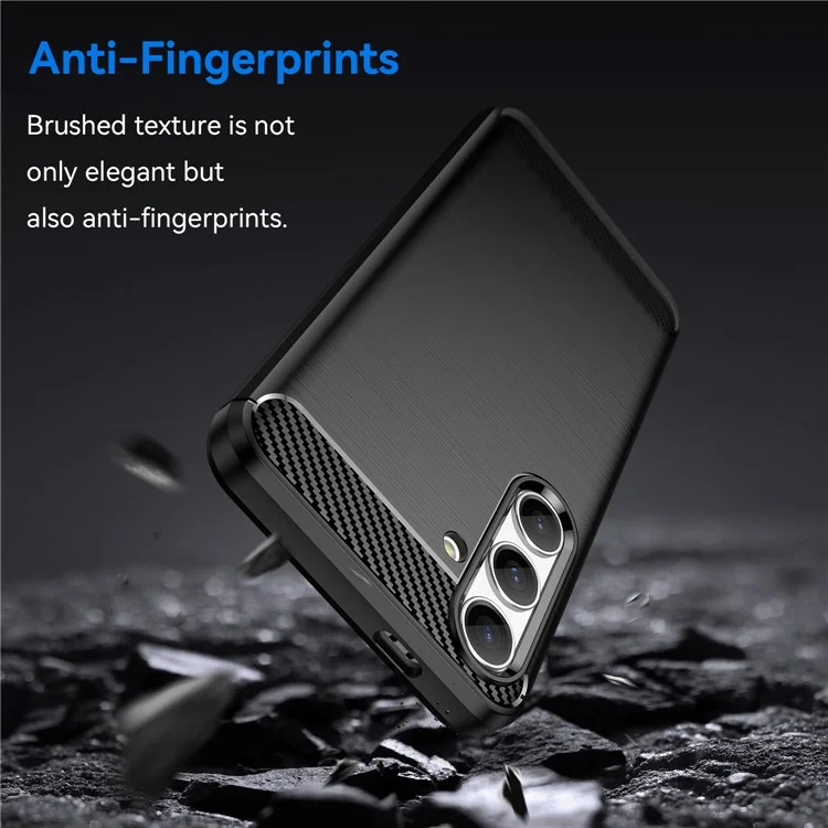 For Samsung Galaxy S25 / S24 Case Phone Cover TPU Carbon Fiber Texture Slim-Fit Cell Phone Shell - Black