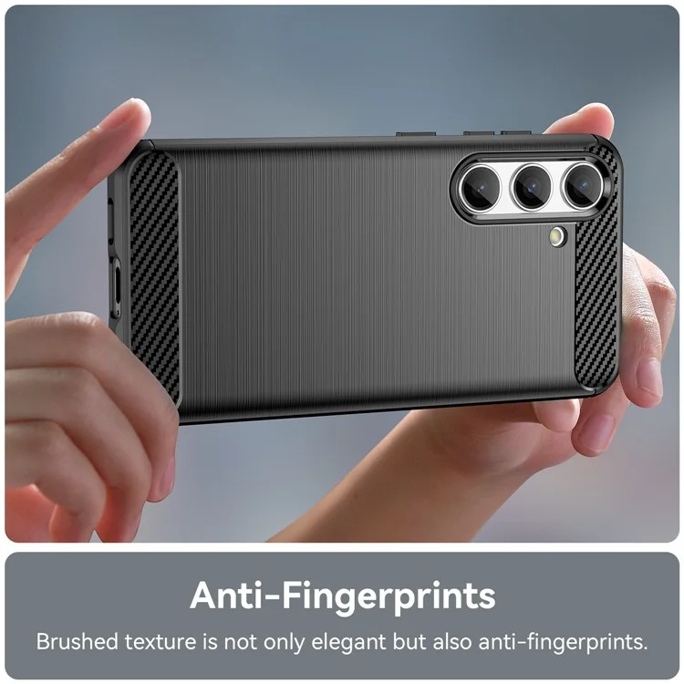 For Samsung Galaxy S25 / S24 Case Phone Cover TPU Carbon Fiber Texture Slim-Fit Cell Phone Shell - Black