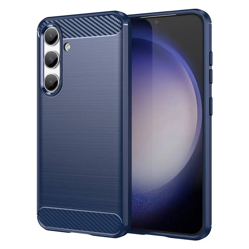 For Samsung Galaxy S25 / S24 Case Phone Cover TPU Carbon Fiber Texture Slim-Fit Cell Phone Shell - Blue