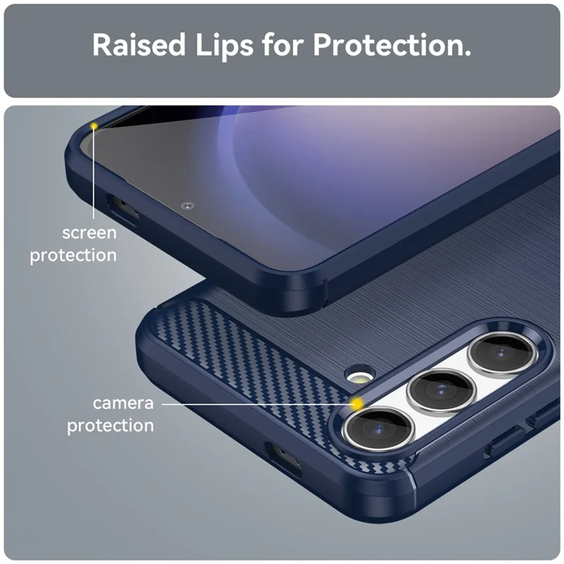 For Samsung Galaxy S25 / S24 Case Phone Cover TPU Carbon Fiber Texture Slim-Fit Cell Phone Shell - Blue