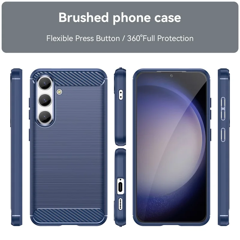 For Samsung Galaxy S25 / S24 Case Phone Cover TPU Carbon Fiber Texture Slim-Fit Cell Phone Shell - Blue