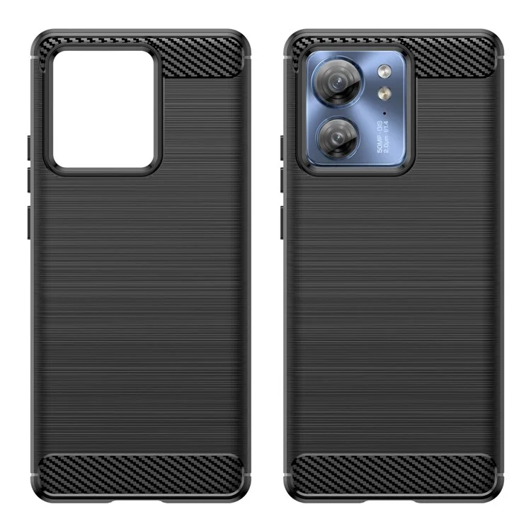Para Motorola Edge (2023) / Edge 40 5G Case TPU Carbon Fiber Texture Shell Slim-Fit Cell Phone Cover - Preto