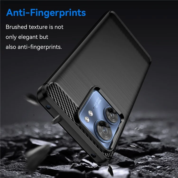 Para Motorola Edge (2023) / Edge 40 5G Case TPU Carbon Fiber Texture Shell Slim-Fit Cell Phone Cover - Preto