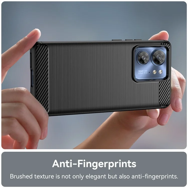 Para Motorola Edge (2023) / Edge 40 5G Case TPU Carbon Fiber Texture Shell Slim-Fit Cell Phone Cover - Preto