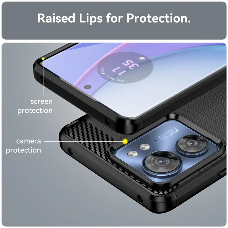 Para Motorola Edge (2023) / Edge 40 5G Case TPU Carbon Fiber Texture Shell Slim-Fit Cell Phone Cover - Preto