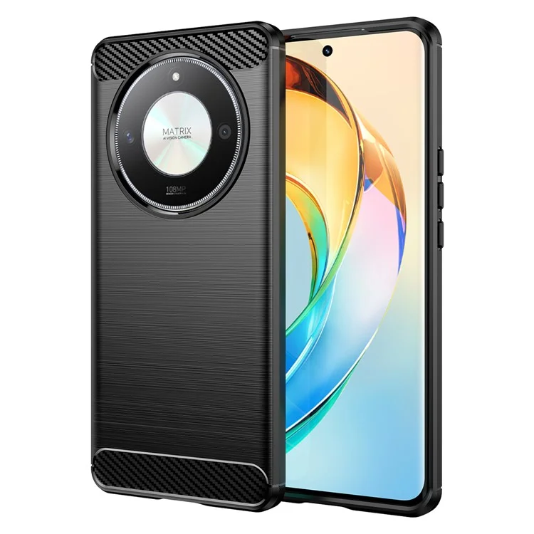 For Honor X50 /  X9b 5G / Magic6 Lite 5G Case TPU Carbon Fiber Texture Scratch-resistant Phone Cover - Black