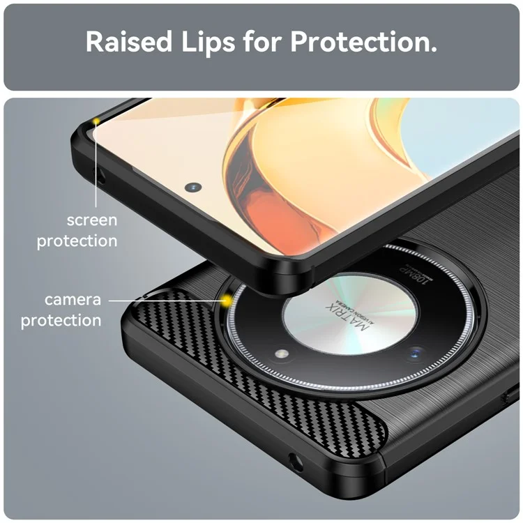 For Honor X50 /  X9b 5G / Magic6 Lite 5G Case TPU Carbon Fiber Texture Scratch-resistant Phone Cover - Black