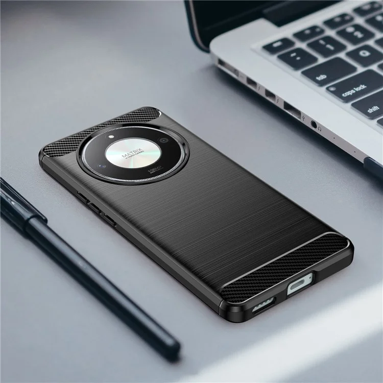 For Honor X50 /  X9b 5G / Magic6 Lite 5G Case TPU Carbon Fiber Texture Scratch-resistant Phone Cover - Black