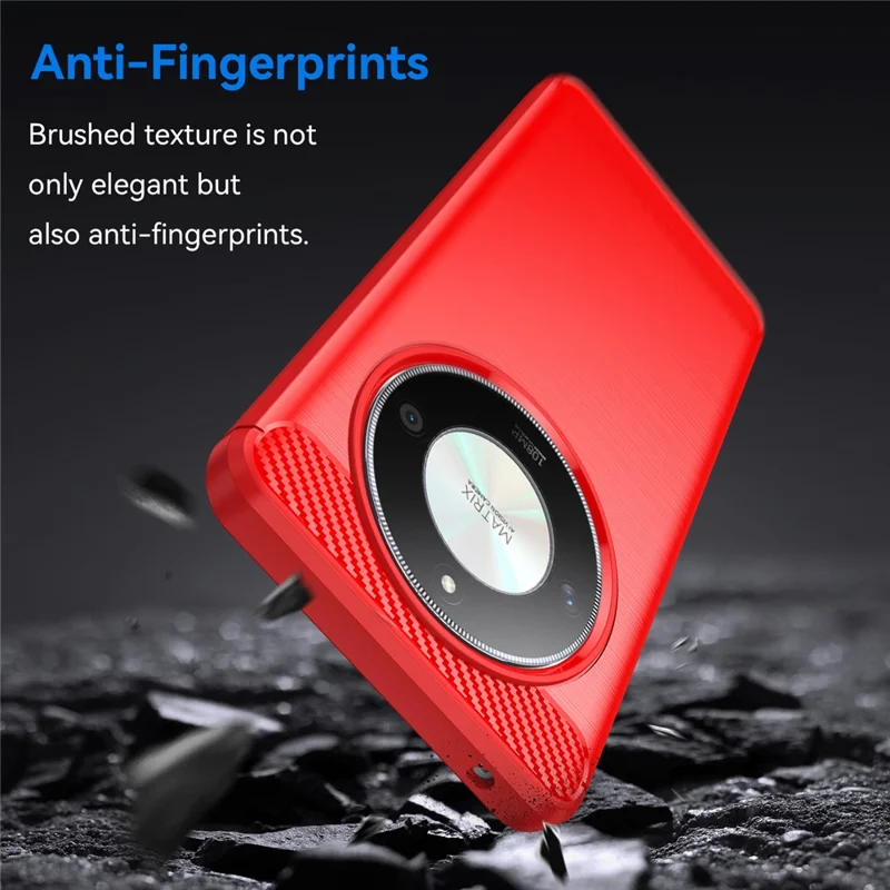 For Honor X50 /  X9b 5G / Magic6 Lite 5G Case TPU Carbon Fiber Texture Scratch-resistant Phone Cover - Red