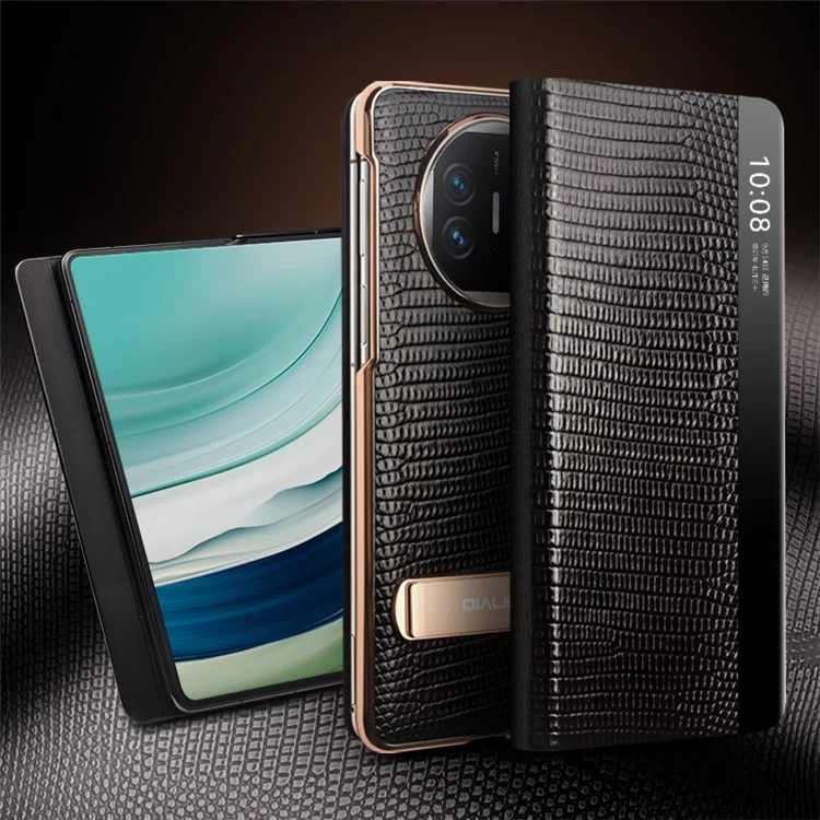 QIALINO Чехол для Huawei Mate X5 из натуральной кожи рептилии с окном просмотра и подставкой