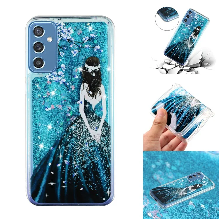 Per Samsung Galaxy S23 FE Quicksand Case Soft TPU Embossment Pattern Phone Cover - Blue Girl