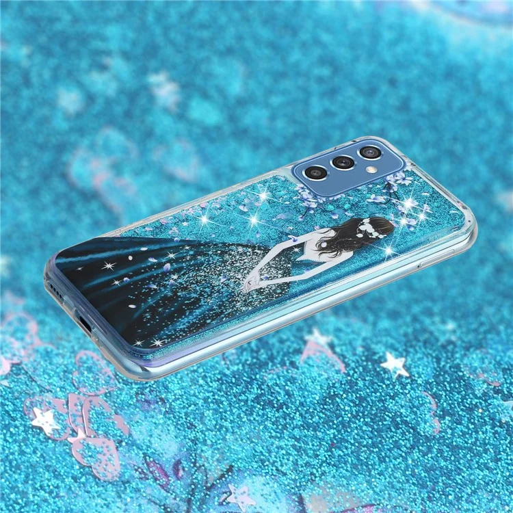 Per Samsung Galaxy S23 FE Quicksand Case Soft TPU Embossment Pattern Phone Cover - Blue Girl