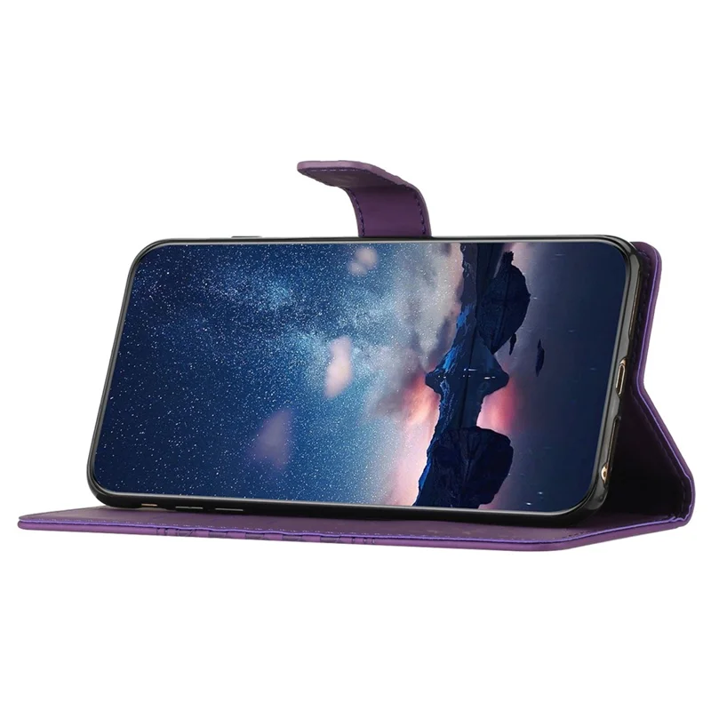 For Oppo A38 4G Case Imprinted Rhombus Leather Phone Wallet Cover - Purple