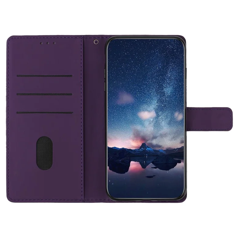 For Oppo A38 4G Case Imprinted Rhombus Leather Phone Wallet Cover - Purple