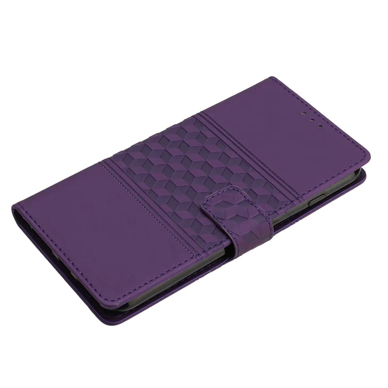 For Oppo A38 4G Case Imprinted Rhombus Leather Phone Wallet Cover - Purple