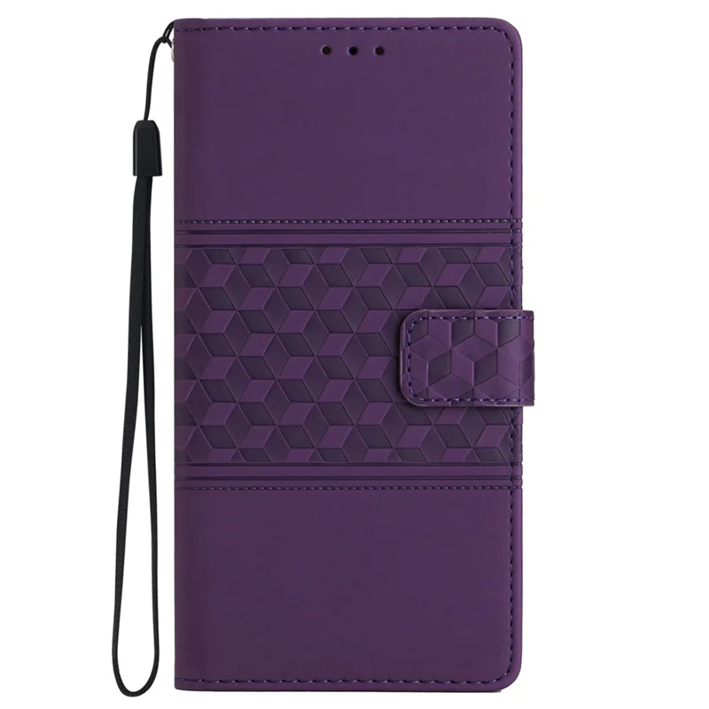 For Oppo A38 4G Case Imprinted Rhombus Leather Phone Wallet Cover - Purple