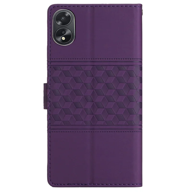 For Oppo A38 4G Case Imprinted Rhombus Leather Phone Wallet Cover - Purple