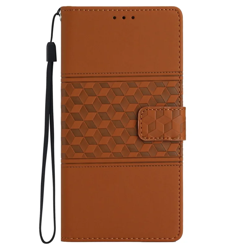 Per Oppo A18 4G Case Impresso Rombo Supporto per Telefono Cellulare Custodia Portafoglio - Marrone