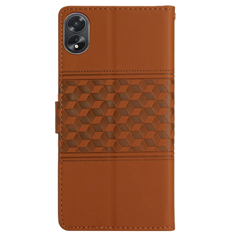 Per Oppo A18 4G Case Impresso Rombo Supporto per Telefono Cellulare Custodia Portafoglio - Marrone