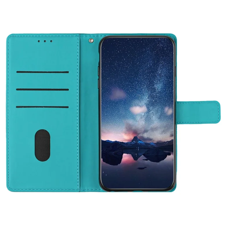 For Oppo A18 4G Case Imprinted Rhombus Mobile Phone Stand Wallet Cover - Sky Blue