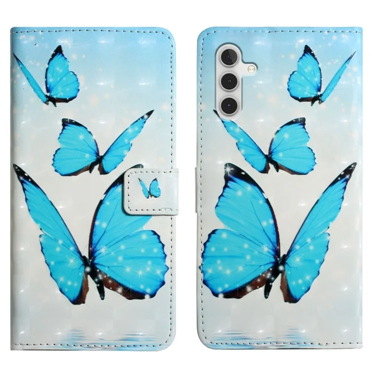 Для Samsung Galaxy A05s 4G Case 3D Pattern Printing Wallet Phone Cover - Three Butterflies