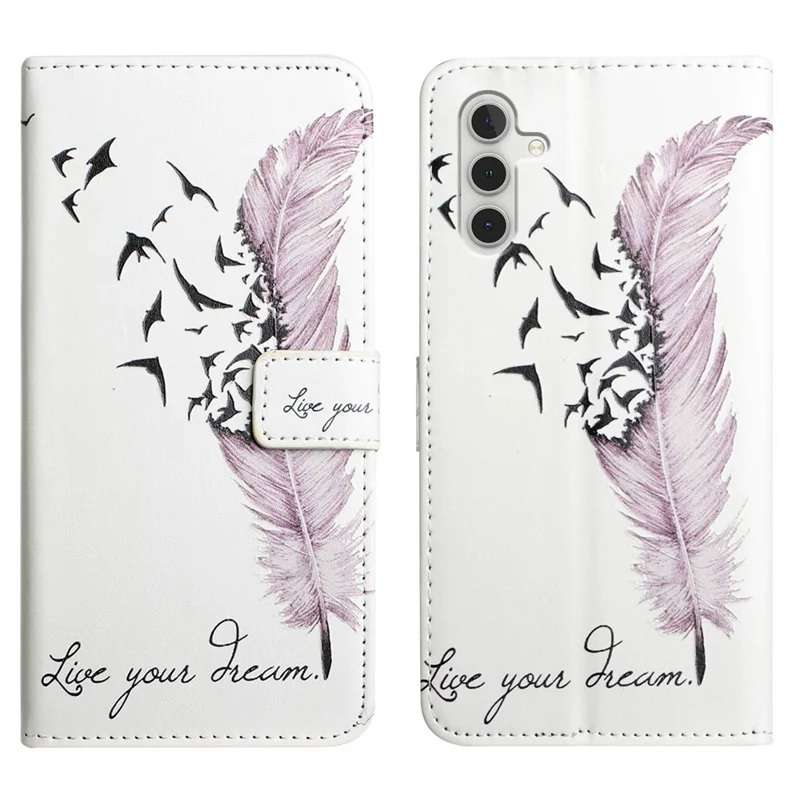 For Samsung Galaxy A05s 4G Case 3D Pattern Printing Wallet Phone Cover - Feather