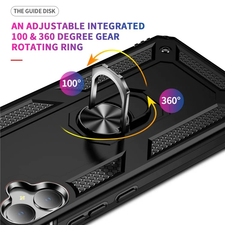 Für Samsung Galaxy A05 4G Case Ring Kickstand TPU+PC Sturzsicheres Telefongehäuse - Schwarz