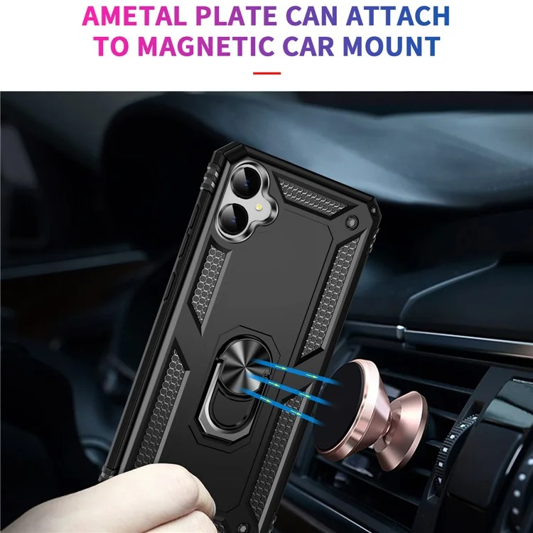 Für Samsung Galaxy A05 4G Case Ring Kickstand TPU+PC Sturzsicheres Telefongehäuse - Schwarz