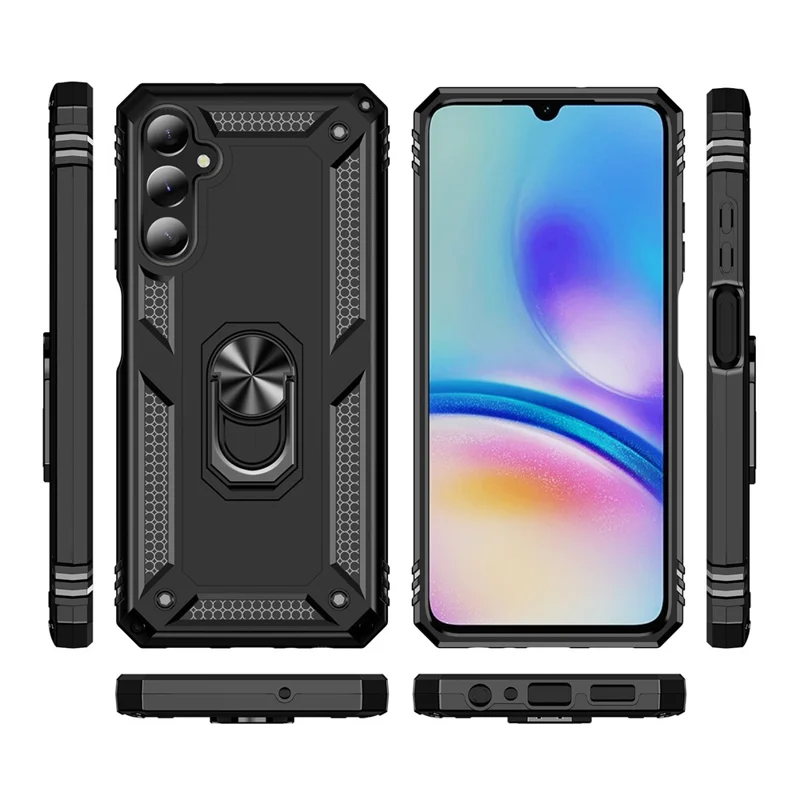 Para Samsung Galaxy A05s 4G Capa Anel Kickstand Anti-queda TPU+PC Capa do Telefone - Preto
