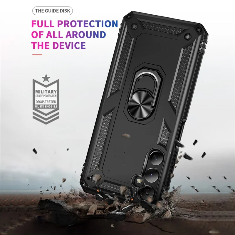 Para Samsung Galaxy A05s 4G Capa Anel Kickstand Anti-queda TPU+PC Capa do Telefone - Preto