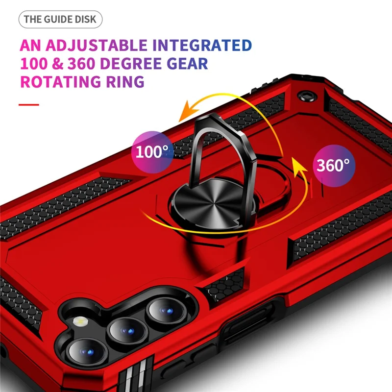 For Samsung Galaxy A15 5G Case PC+TPU Shockproof Phone Cover with Kickstand - Red