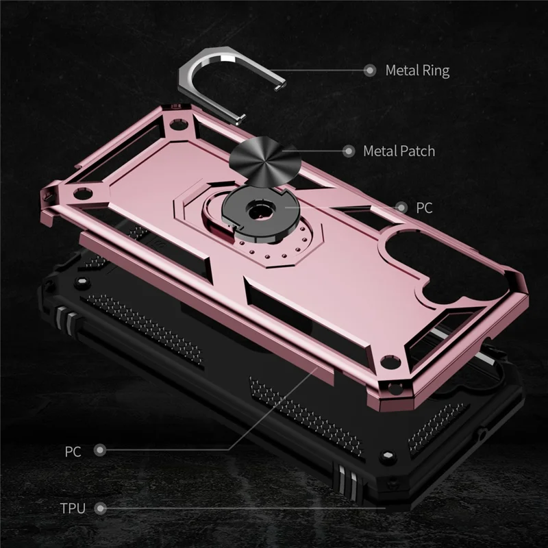 For Samsung Galaxy A15 5G Case PC+TPU Shockproof Phone Cover with Kickstand - Rose Gold