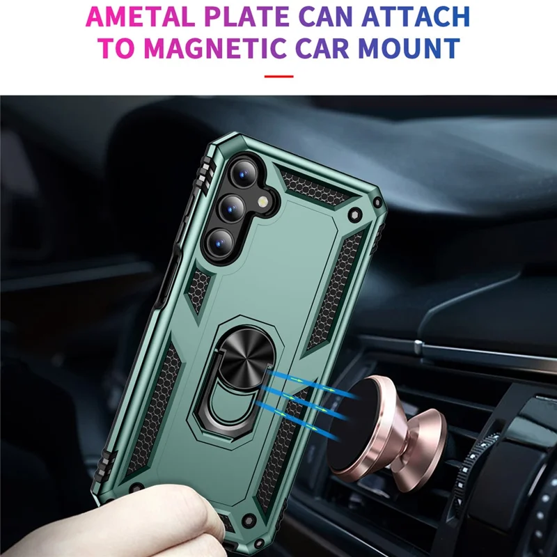 Pour le boîtier Samsung Galaxy A15 5G PC + TPU Shockproof Phone Cover avec support - Vert noirâtre