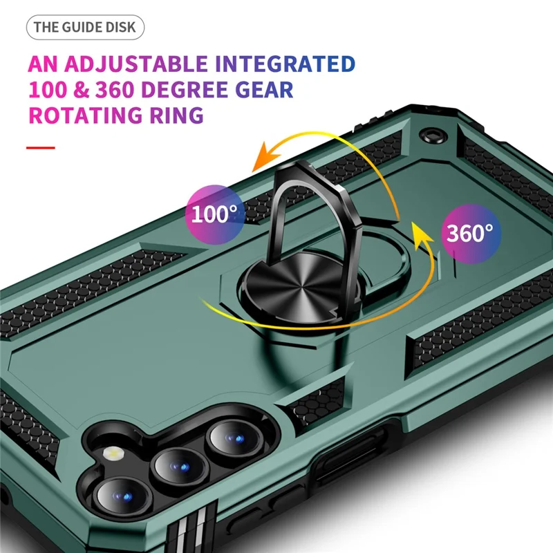 Pour le boîtier Samsung Galaxy A15 5G PC + TPU Shockproof Phone Cover avec support - Vert noirâtre