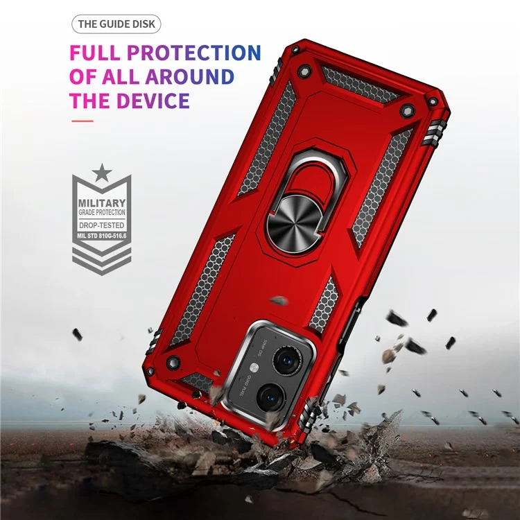 Para Motorola Moto G54 5G Capa Anti-arranhões TPU+PC Anel Suporte de Pé Capa de Telefone - Vermelho