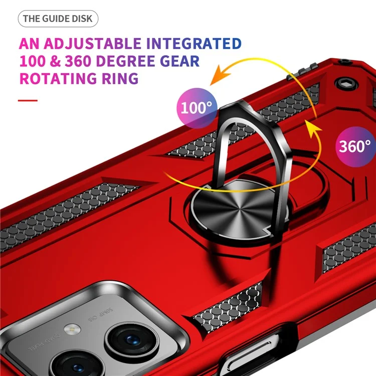 Para Motorola Moto G54 5G Capa Anti-arranhões TPU+PC Anel Suporte de Pé Capa de Telefone - Vermelho
