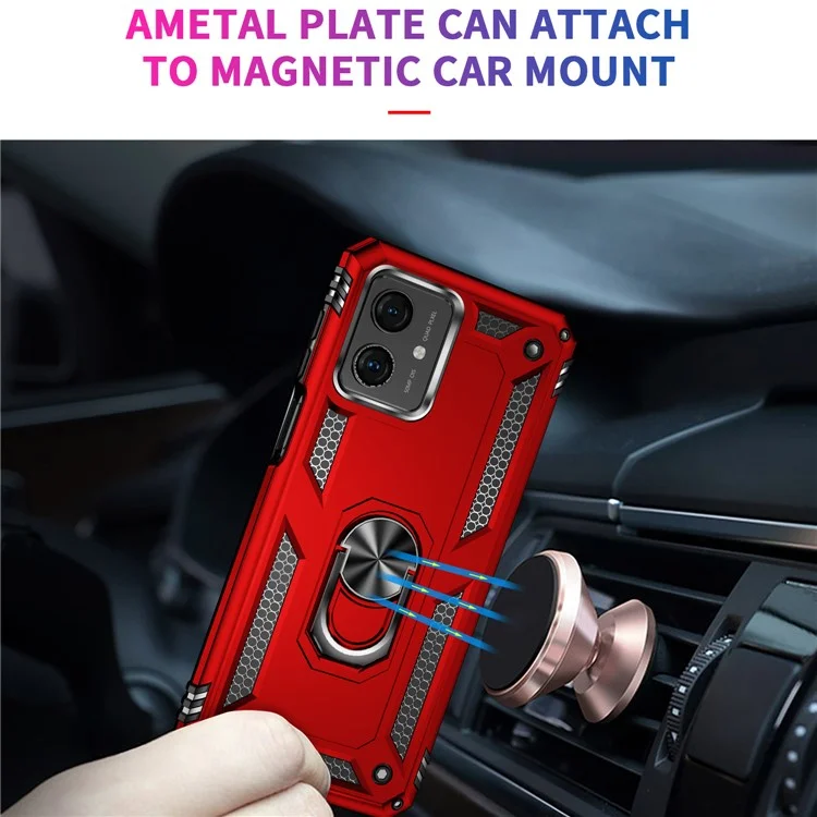 Para Motorola Moto G54 5G Capa Anti-arranhões TPU+PC Anel Suporte de Pé Capa de Telefone - Vermelho