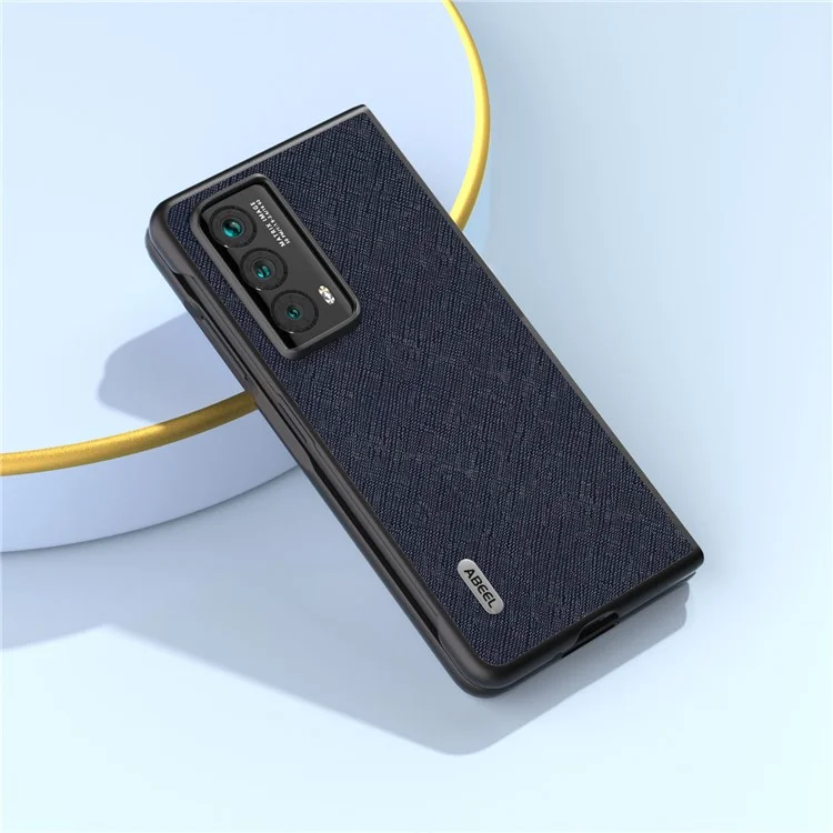 ABEEL For Honor Magic Vs2 5G Case Genuine Cow Leather Cross Texture Back Cover - Azul