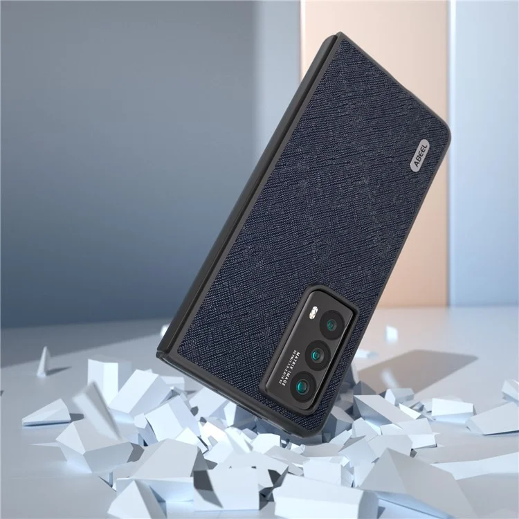 ABEEL For Honor Magic Vs2 5G Case Genuine Cow Leather Cross Texture Back Cover - Azul