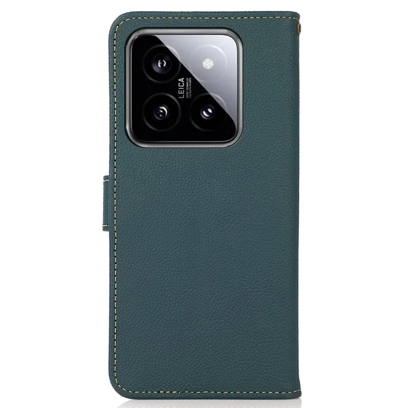KHAZNEH For Xiaomi 14 Ultra Case Wallet Stand Genuine Cow Leather Cover - Green