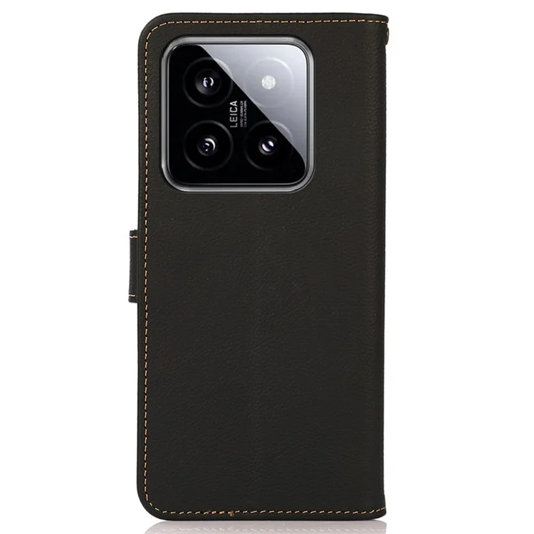 KHAZNEH Para Xiaomi 14 Case RFID Blocking Wallet Mobile Phone Cover - Preto