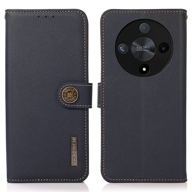 KHAZNEH For Honor X9a 5G / X40 5G / Magic5 Lite 5G Funda Cartera de Pie Cuero Vacuno Genuino - Azul