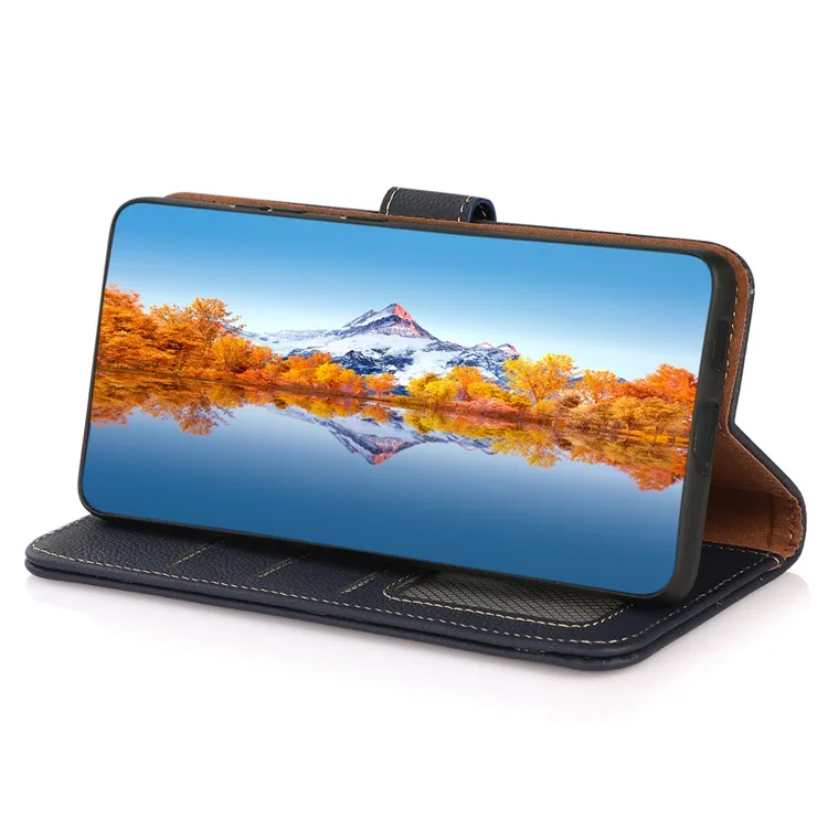 KHAZNEH For Honor X9a 5G / X40 5G / Magic5 Lite 5G Funda Cartera de Pie Cuero Vacuno Genuino - Azul
