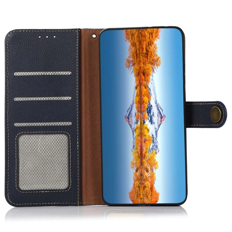 KHAZNEH For Honor X9a 5G / X40 5G / Magic5 Lite 5G Funda Cartera de Pie Cuero Vacuno Genuino - Azul