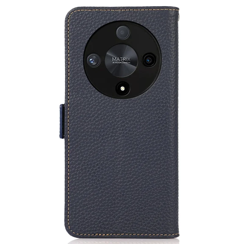 KHAZNEH For Honor X9a 5G / X40 5G / Magic5 Lite 5G Capa RFID Blocking Genuine Cow Leather - Azul